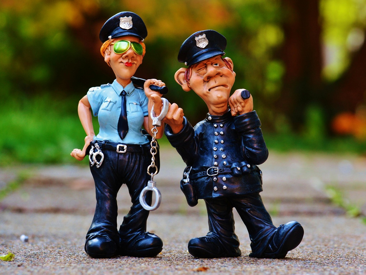 Police doll in the street, symbol of slang words like flic and keuf used in French culture