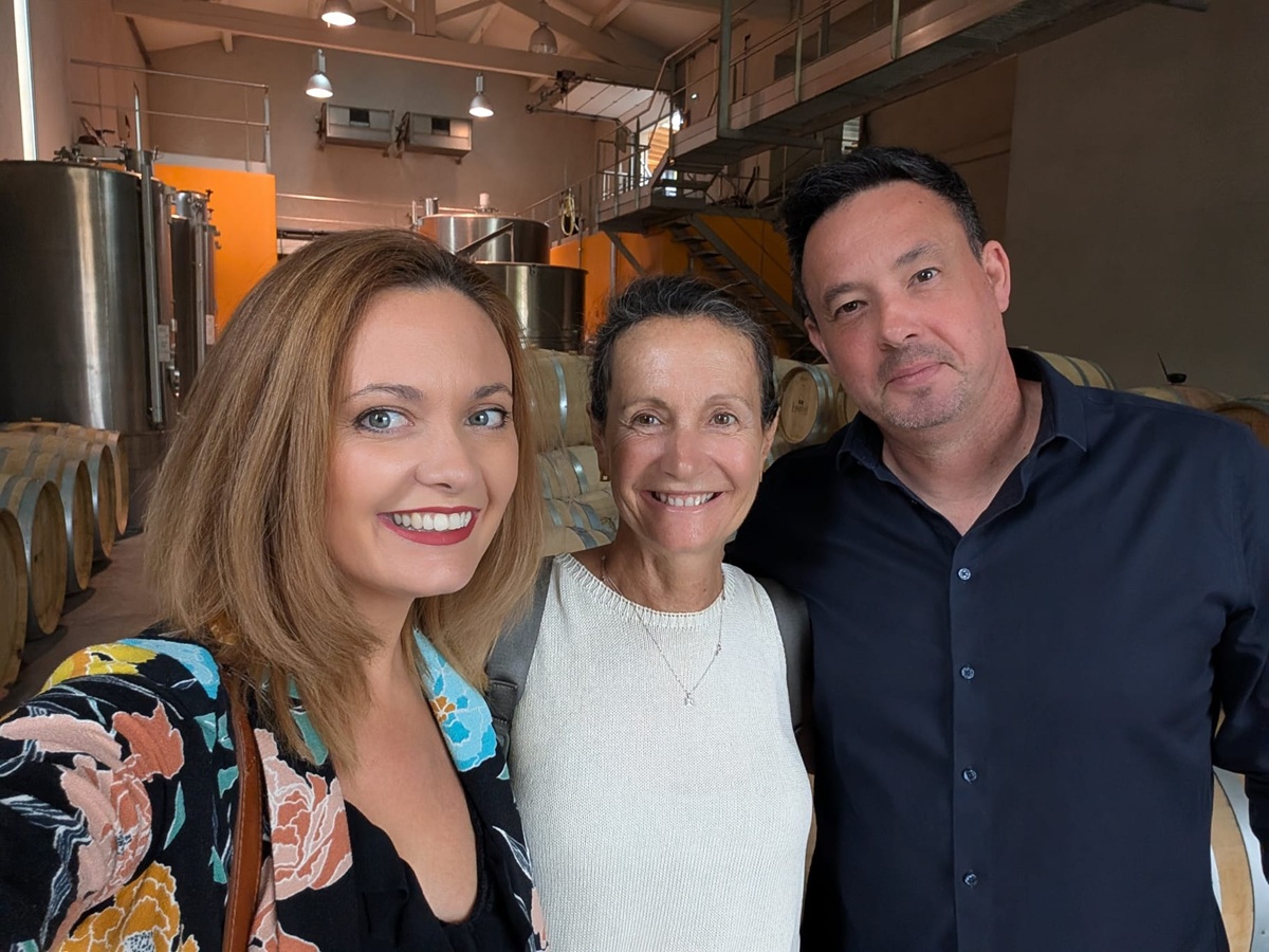 Eliane Teacher with her French immersion student on a wine testing in South of France