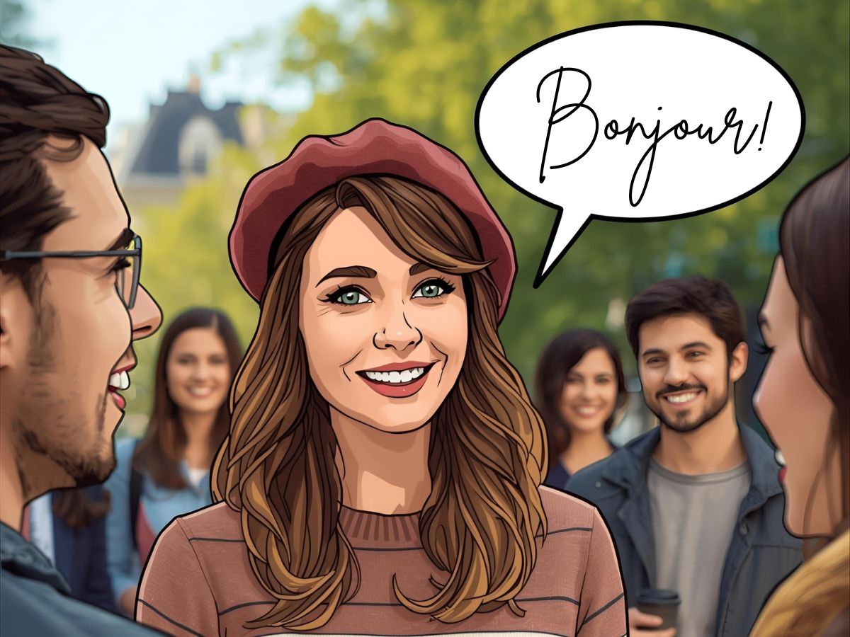 French teacher saying Hello