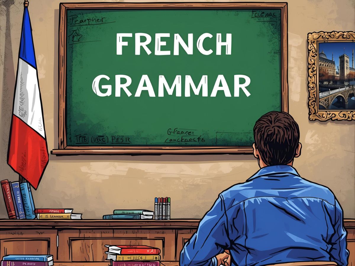 Man learning French Grammar in a classroom